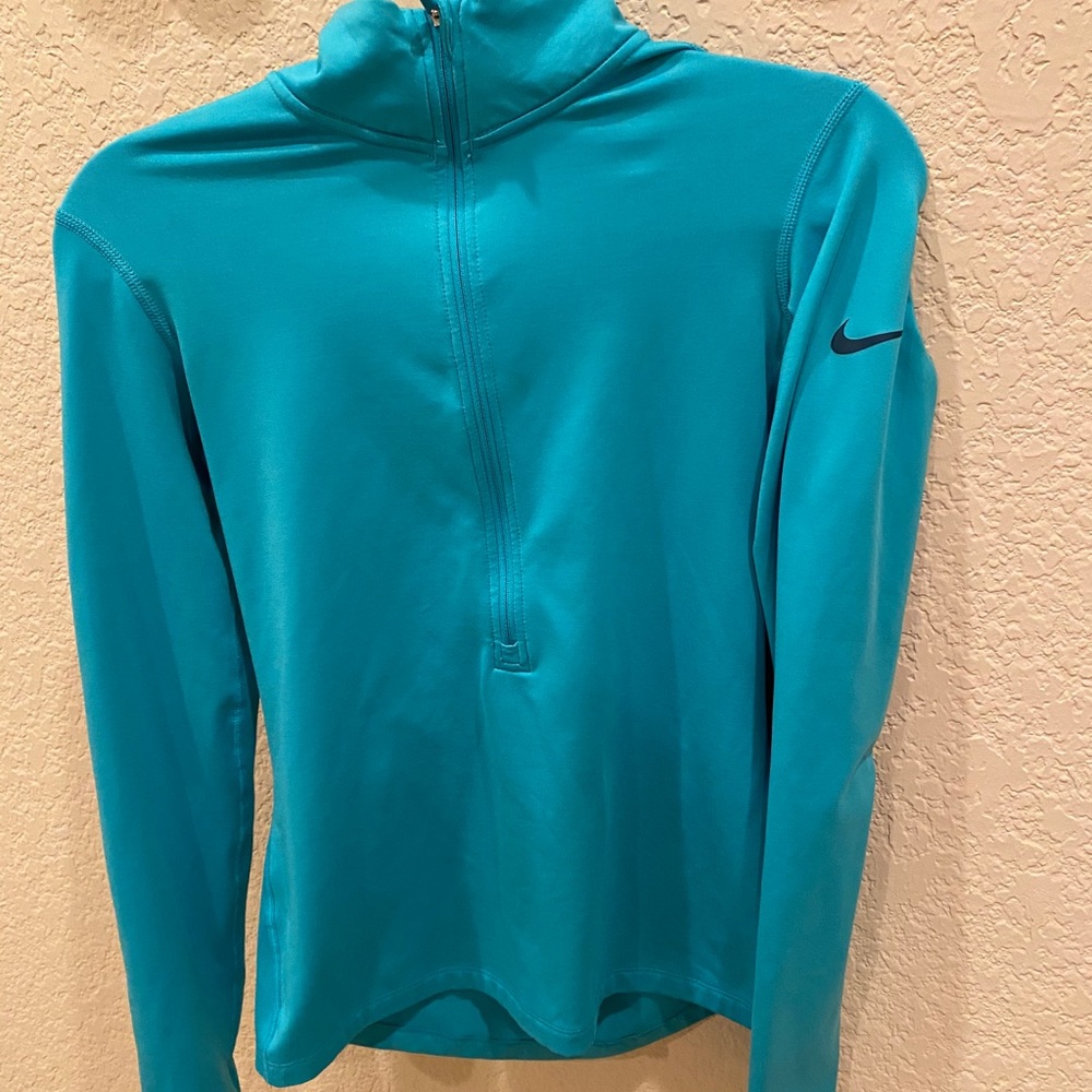 Lightly worn, half zip, turquoise Nike running top - Picture 2 of 10